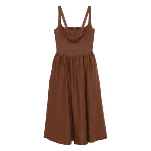 Reformation Evianna Square Neck Linen Dress - Red for Women