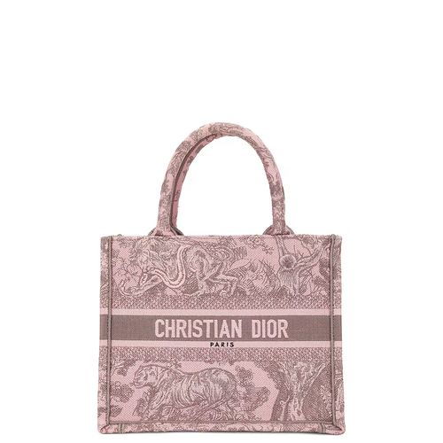 Dior Toile De Jouy Embroidery Book Tote Bag In Pink for Women