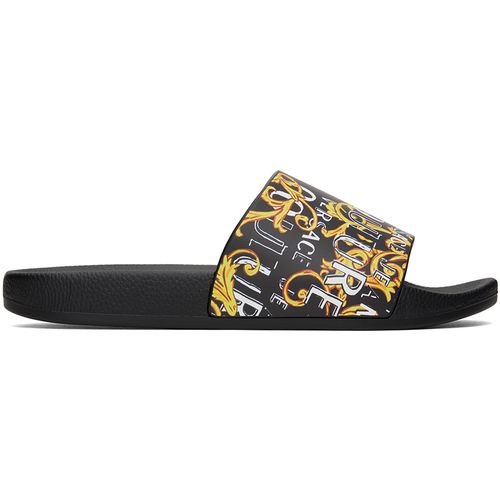 Versace Jeans Couture Black Logo Couture Slides for Men