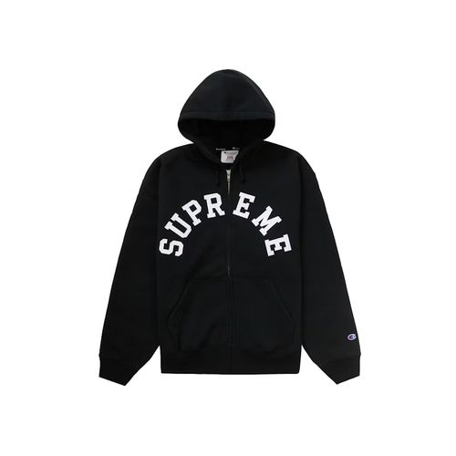 Supreme Brushed Zip Up Hooded Sweatshirt Black for Men