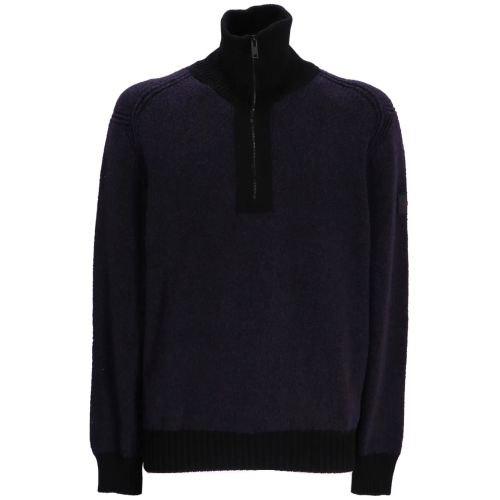 HUGO BOSS BOSS Half-Zip High-Neck Jumper Blue for Men