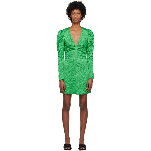 GANNI Green Crinkled Minidress for Women