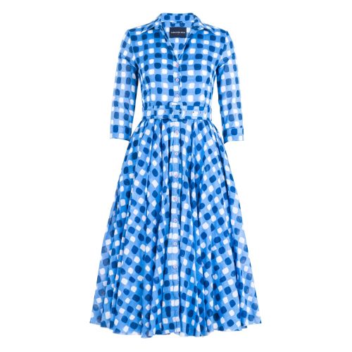Samantha Sung Check-Pattern Midi Dress - Blue for Women
