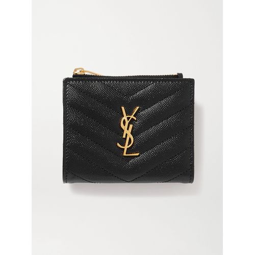 SAINT LAURENT Monogramme Quilted Textured-Leather Wallet Black