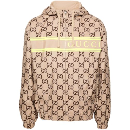 Gucci GG Supreme Print Hooded Jacket Neutrals