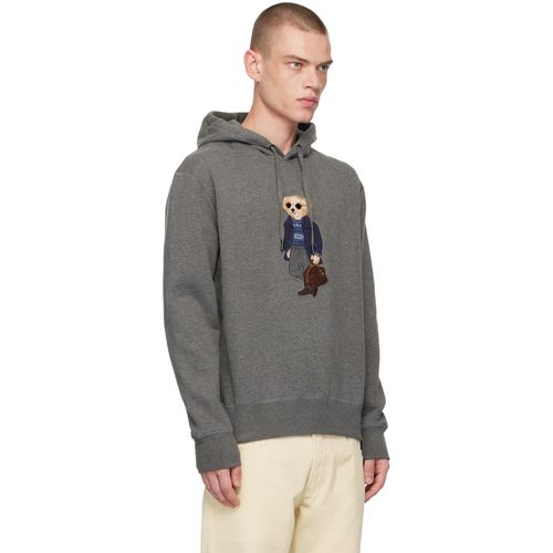 Teddy Bear Polo Bear Hoodie Grey Ralph Lauren Purple Label Gray