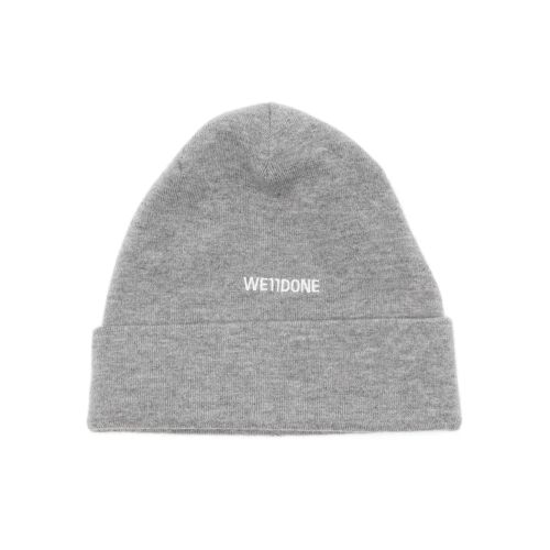 We11done Logo-Embroidered Wool Beanie Grey for Men