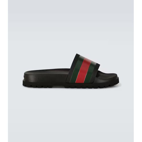 Gucci men's signature stripe slide sandals Clearance