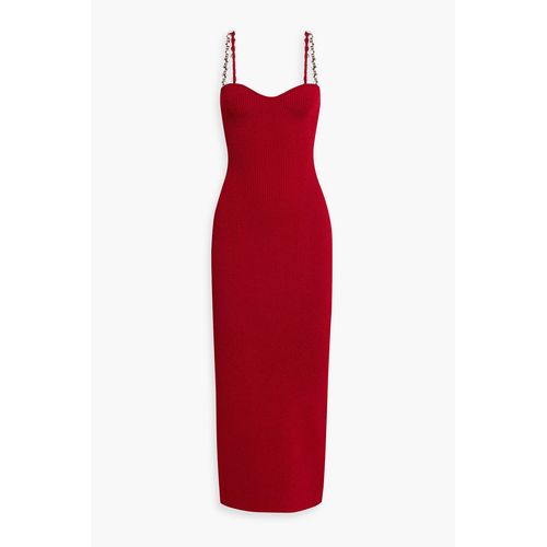 Galvan London - Globe Wave Embellished Ribbed-Knit Midi Dress - Red - M for  Women