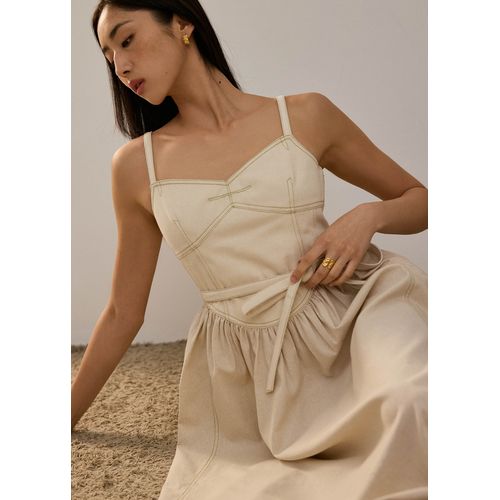 LOVE, BONITO Detachable Sash Sweetheart Fit Flare Midi Dress for