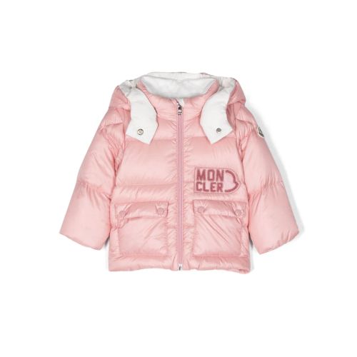 Moncler Enfant Abbaye Logo-Embroidered Down Jacket Pink for Kids
