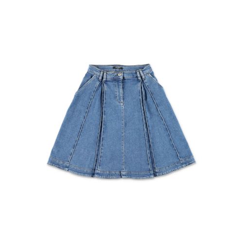 Balmain Kids Pleated Denim Skirt Blue for Kids