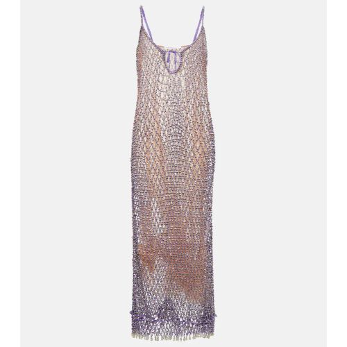fishnet glitter dress self-portrait - Red Rhinestone Fishnet Midi Dress