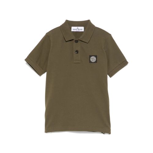 Stone Island Junior Cotton Polo Shirt Green for Kids