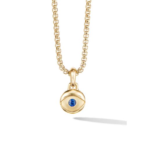 David Yurman 18kt Yellow Gold Evil Eye Sapphire Amulet