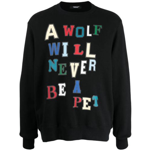 Undercover Slogan-Print Cotton Sweatshirt Black for Men
