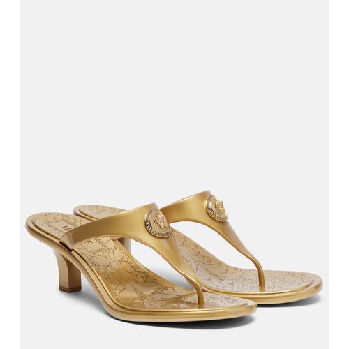 Versace Alia 55 Metallic Thong Sandals for Women