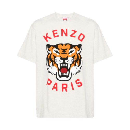 Kenzo Lucky Tiger Cotton T-Shirt Grey for Men
