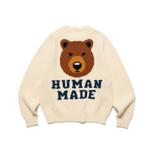 Human Made Bear Raglan Knit Sweater White for ผู้ชาย