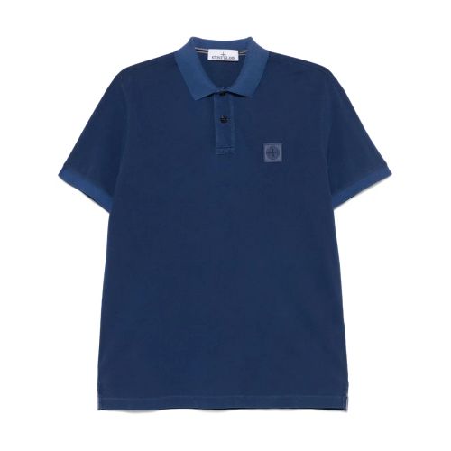 Stone Island Piqué-Weave Polo Shirt Blue for ผู้ชาย