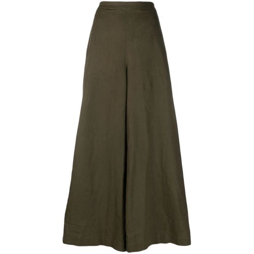Polo Ralph Lauren Linen Palazzo Flat-Front Trousers Green for Women