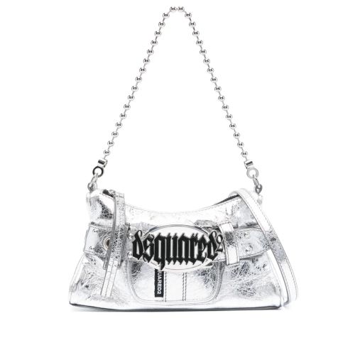 DSQUARED² DSQUARED2 Gothic Logo-Plaque Clutch Bag Silver for Women