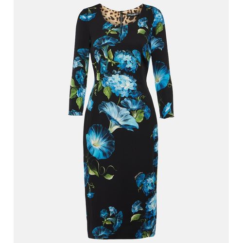 Dolce Gabbana Floral-Print Silk Midi Dress Black for Women - Main Image