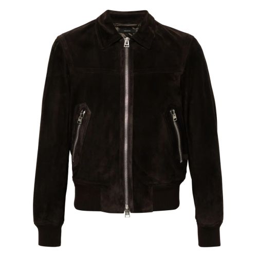 Farfetch Black Suede Bomber Jacket TOM FORD Suede Jacket Brown