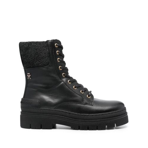 Tommy Hilfiger Felted Leather Boots Black for Women