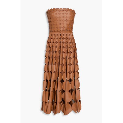 Oscar De La Renta - Pleated Floral-Print Faille Midi Dress - Brown for Women