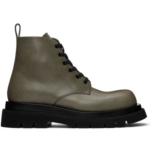 Bottega Veneta Khaki Lug Lace-Up Boots for Men