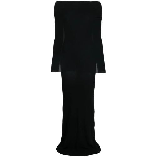 Balenciaga V-Neck Layered Midi Dress - Black for Women