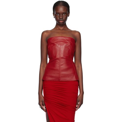 Rick Owens Red Bustier Leather Tank Top for Women