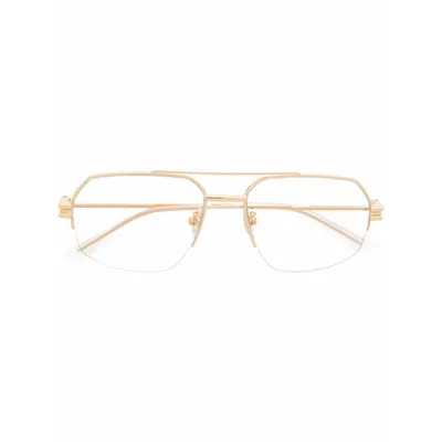 Bottega Veneta Eyewear Aviator Frame Glasses Gold At Goxip