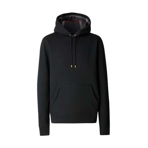 Burberry Embroidered EKD Cotton Blend Hoodie Black for Men