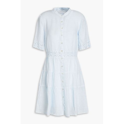 120% Lino - Broderie Anglaise-Trimmed Slub Linen Shirt Dress - Blue - IT 44  for Women