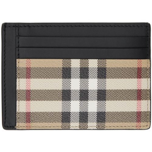 Burberry Beige Check Money Clip Card Holder for Men