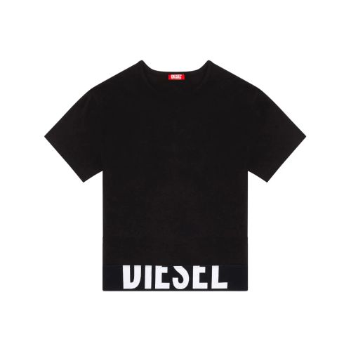 Diesel Logo-Embroidered T-Shirt Black for Women