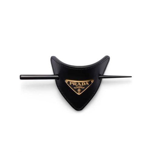 Prada Triangle-Logo Hair Clips (Set Of Two) Black for Women