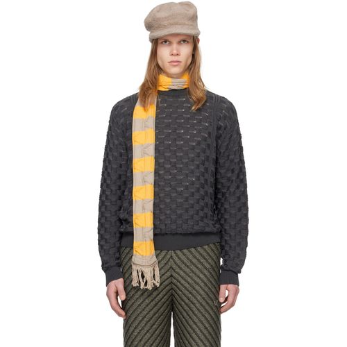 Isa Boulder Gray Green Seamless Zig Zag Sweater for Men