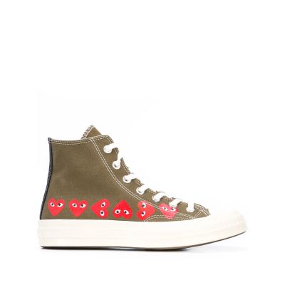 Buy Comme Des Garcons Play X Converse X Converse Chuck Taylor Multi Heart 1970s Hi Top Sneakers Green At Goxip