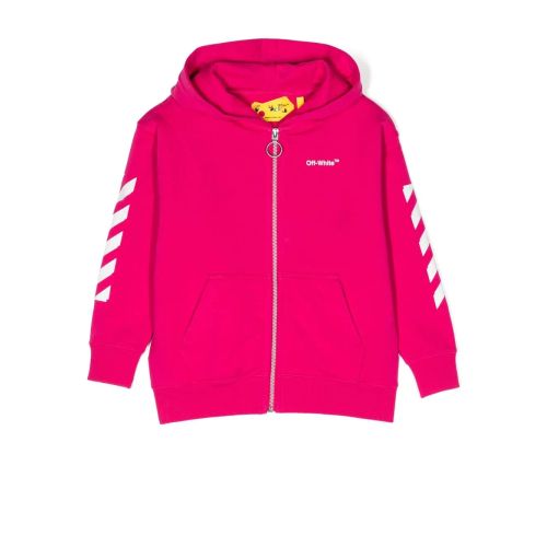 Off-White Kids Arrows Diag-Stripe Zip-Up Hoodie Pink for Kids