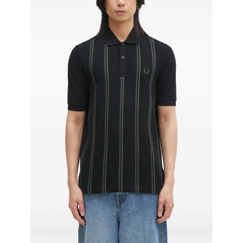 Fred Perry Striped-Pattern Polo Shirt Black於男裝