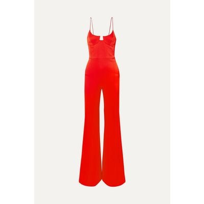 Buy Galvan - Phoebe Satin-Crepe Jumpsuit - Red for 女裝 at Goxip