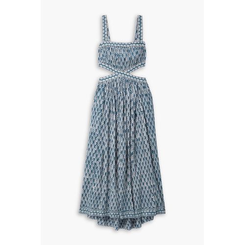 DOEN DEN - Tasha Cutout Floral-Print Cotton-Voile Midi Dress - Blue - XXL  for Women