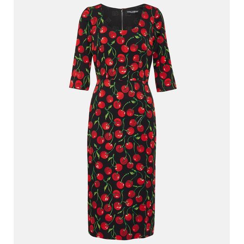Dolce Gabbana Cherry Silk-Blend Midi Dress for Women
