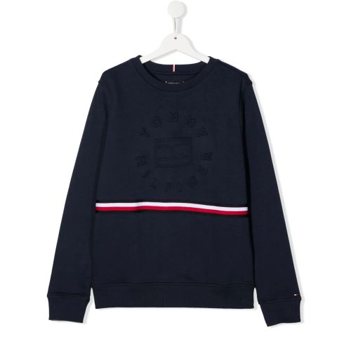Tommy Hilfiger Junior Embossed-Logo Long-Sleeve Sweatshirt Blue