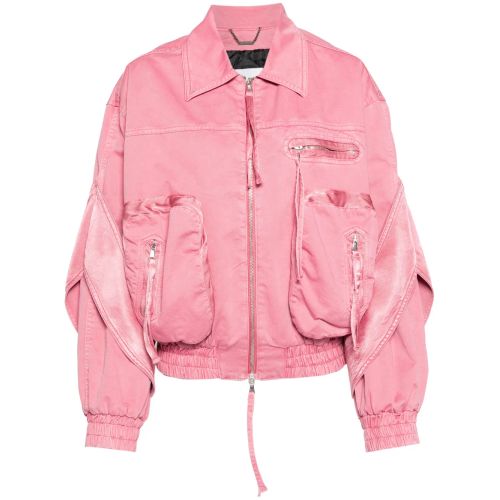 Blumarine Satin-Inserts Bomber Jacket Pink for Women