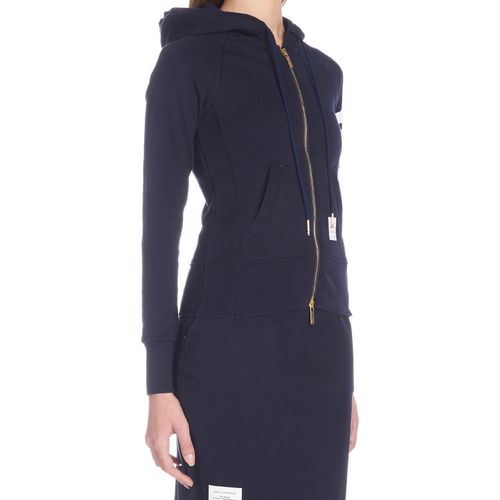 Thom Browne RWBStripe Cotton Hoodie Grey for Women