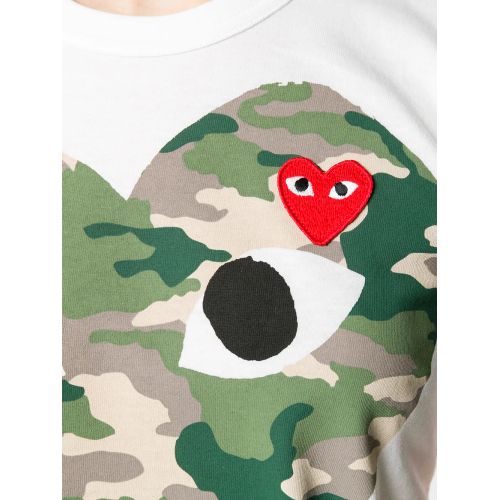 Comme Des Garçons Play Camouflage Heart T-Shirt White for Women